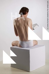 Underwear Man White Sitting poses - simple Slim Short Brown Sitting poses - ALL Standard Photoshoot Academic