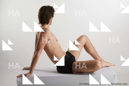 Underwear Man White Sitting poses - simple Slim Short Brown Sitting poses - ALL Standard Photoshoot Academic