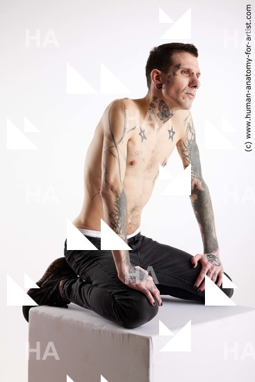 Casual Man White Kneeling poses - ALL Underweight Short Brown Kneeling poses - on both knees Standard Photoshoot Academic