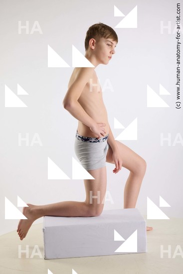 Underwear Man White Kneeling poses - ALL Slim Short Brown Kneeling poses - on one knee Standard Photoshoot  Academic