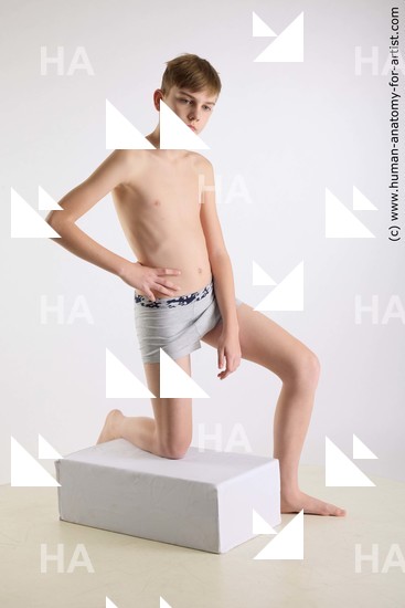 Underwear Man White Kneeling poses - ALL Slim Short Brown Kneeling poses - on one knee Standard Photoshoot  Academic