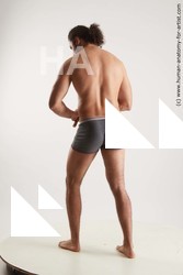 Underwear Fighting Man Black Standing poses - ALL Muscular Long Brown Standing poses - simple Standard Photoshoot Academic Fighting poses - ALL