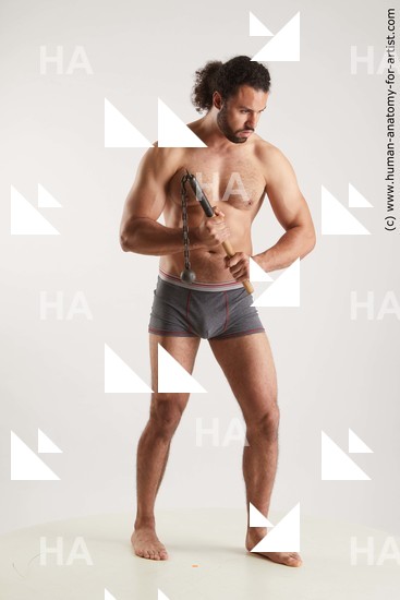 Underwear Fighting Man Black Standing poses - ALL Muscular Long Brown Standing poses - simple Standard Photoshoot Academic Fighting poses - ALL