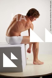 Underwear Man White Sitting poses - simple Athletic Medium Brown Sitting poses - ALL Standard Photoshoot Academic