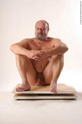 Nude Man White Sitting poses - simple Chubby Bald Grey Sitting poses - ALL Realistic