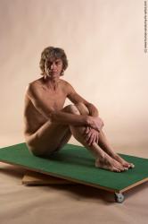 Nude Man White Sitting poses - simple Slim Short Grey Sitting poses - ALL Realistic
