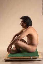 Nude Man Another Sitting poses - simple Slim Short Black Sitting poses - ALL Realistic