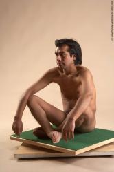 Nude Man Another Sitting poses - simple Slim Short Black Sitting poses - ALL Realistic