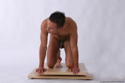 Nude Man White Kneeling poses - ALL Slim Short Blond Kneeling poses - on both knees Realistic