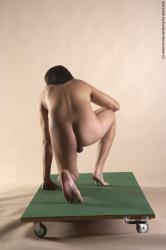 Nude Man White Kneeling poses - ALL Slim Medium Brown Kneeling poses - on one knee Realistic
