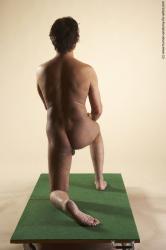 Nude Man White Kneeling poses - ALL Average Short Brown Kneeling poses - on one knee Realistic