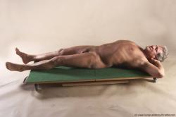 Nude Man White Laying poses - ALL Slim Short Grey Laying poses - on back Realistic