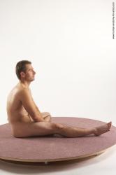 Man White Sitting poses - simple Slim Short Brown Sitting poses - ALL Academic