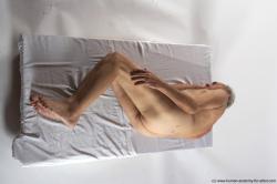 and more Nude Man White Laying poses - ALL Slim Bald Grey Laying poses - on side Realistic