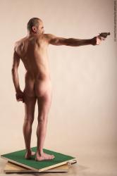 Nude Fighting with gun Man White Standing poses - ALL Slim Bald Standing poses - simple Realistic