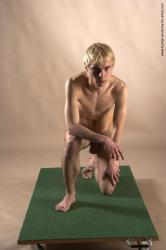 Nude Man White Kneeling poses - ALL Slim Short Blond Kneeling poses - on one knee Realistic