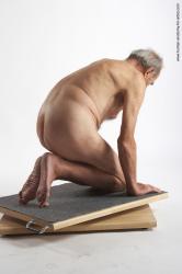 and more Nude Man White Kneeling poses - ALL Slim Bald Grey Kneeling poses - on both knees Realistic