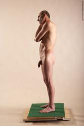 Nude Man White Standing poses - ALL Slim Bald Standing poses - simple Realistic