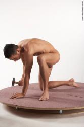 Nude Daily activities Man White Kneeling poses - ALL Slim Short Brown Kneeling poses - on one knee Realistic