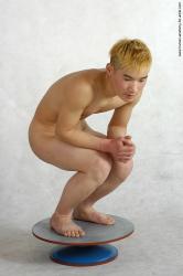 Nude Man Asian Standing poses - ALL Slim Short Blond Standing poses - knee-bend Realistic