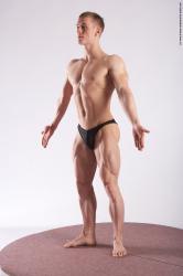 Swimsuit Man White Standing poses - ALL Muscular Short Brown Standing poses - simple Academic