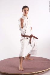 Sportswear Martial art Man White Standing poses - ALL Athletic Short Brown Standing poses - simple Academic