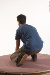 Casual Man White Kneeling poses - ALL Slim Short Brown Kneeling poses - on both knees Academic