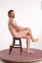 Nude Man White Sitting poses - simple Slim Short Brown Sitting poses - ALL Realistic