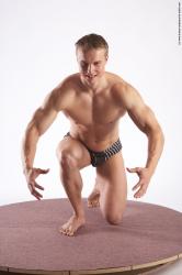 Underwear Man White Kneeling poses - ALL Muscular Short Brown Kneeling poses - on one knee Academic
