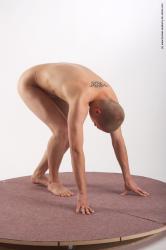 Nude Man White Sitting poses - simple Average Bald Sitting poses - ALL Realistic