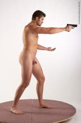 Nude Fighting with gun Man White Standing poses - ALL Average Short Brown Standing poses - simple Realistic