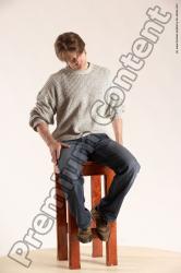 Casual Man White Laying poses - ALL Slim Short Brown Laying poses - on side Multi angles poses Academic