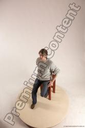 Casual Man White Laying poses - ALL Slim Short Brown Multi angles poses Academic
