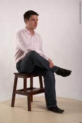 Casual Man White Sitting poses - simple Average Short Brown Sitting poses - ALL Academic