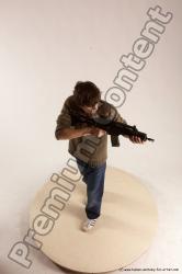 Casual Fighting with submachine gun Man White Standing poses - ALL Slim Short Brown Standing poses - simple Multi angles poses Academic Fighting poses - ALL