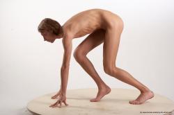 Nude Man White Standing poses - ALL Underweight Medium Brown Standing poses - bend over Realistic