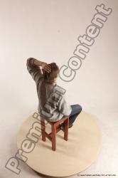 Casual Man White Sitting poses - simple Slim Short Brown Sitting poses - ALL Multi angles poses Academic