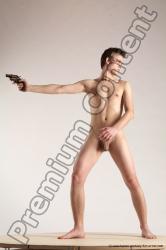 Nude Fighting with gun Man White Standing poses - ALL Slim Short Brown Standing poses - simple Multi angles poses Realistic