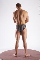Underwear Man White Standing poses - ALL Muscular Short Brown Standing poses - simple Academic
