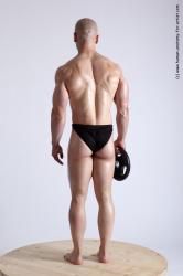 Swimsuit Holding Man White Standing poses - ALL Muscular Bald Standing poses - simple Academic