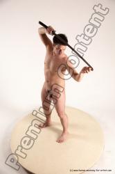 Nude Fighting with sword Man White Standing poses - ALL Average Short Brown Standing poses - simple Multi angles poses Realistic