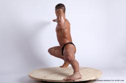 Swimsuit Man White Standing poses - ALL Muscular Short Brown Standing poses - knee-bend Academic