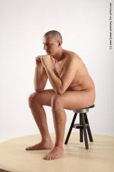 Nude Man White Sitting poses - simple Average Short Brown Sitting poses - ALL Realistic