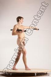 Nude Fighting with sword Man White Standing poses - ALL Athletic Short Brown Standing poses - simple Multi angles poses Realistic