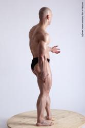 Swimsuit Man White Standing poses - ALL Muscular Bald Standing poses - simple Academic