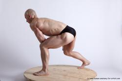 Swimsuit Man White Standing poses - ALL Muscular Bald Standing poses - simple Academic