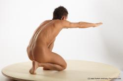 Nude Man White Kneeling poses - ALL Athletic Short Brown Kneeling poses - on one knee Realistic