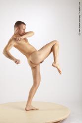 Nude Martial art Man White Standing poses - ALL Slim Short Brown Standing poses - simple Realistic