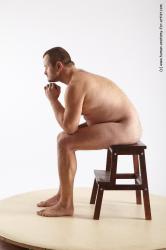 Nude Man White Sitting poses - simple Chubby Short Grey Sitting poses - ALL Realistic