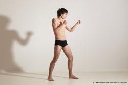 Underwear Martial art Man White Standing poses - ALL Slim Short Brown Standing poses - simple Dynamic poses Academic